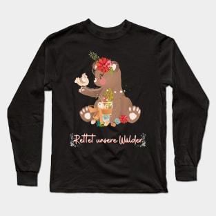 Teddy Bär Wald Retten Prinzessin Blumen Süß Long Sleeve T-Shirt